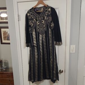 Black And Gold Embroidered Tunic And Pants